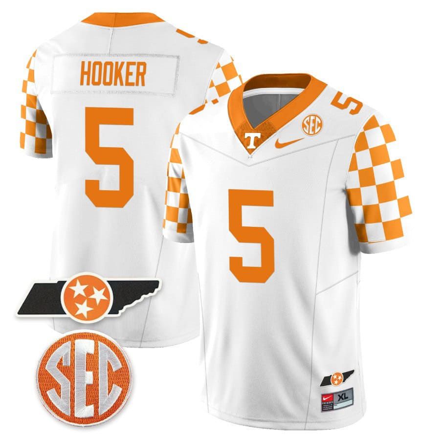 Men Tennessee Volunteers #5 Hooker White 2024 Nike Checkerboard & Alternate NCAA Jersey